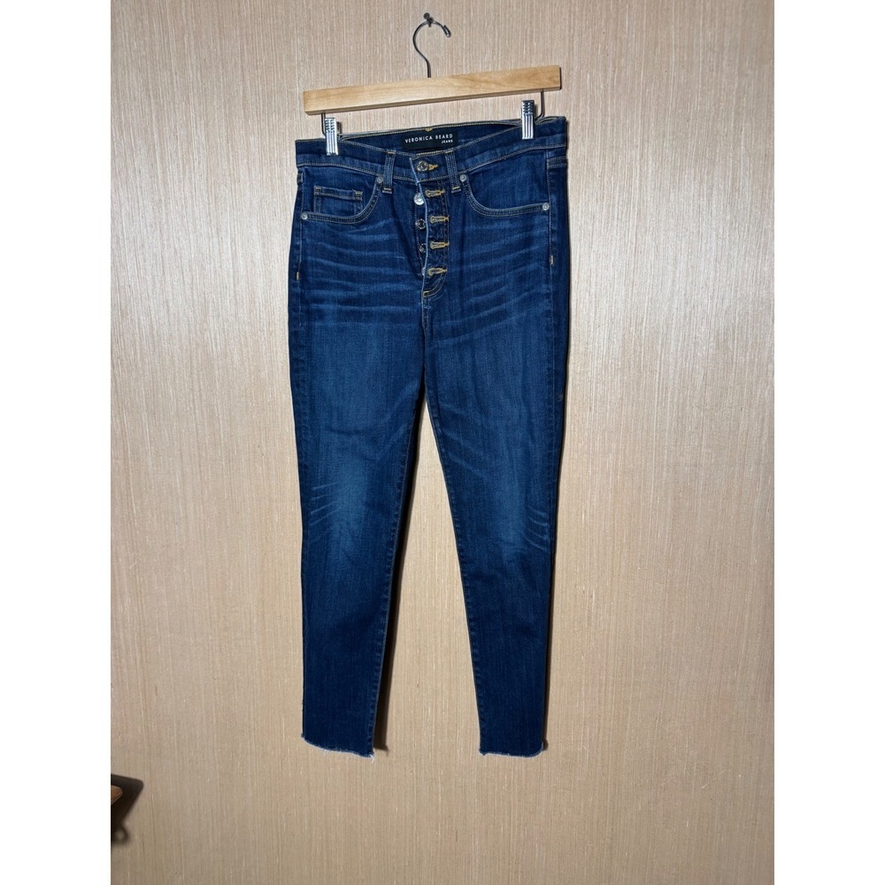 Veronica Beard Debbie 10" Skinny Jeans Womens Button Fly Dark Wash‎